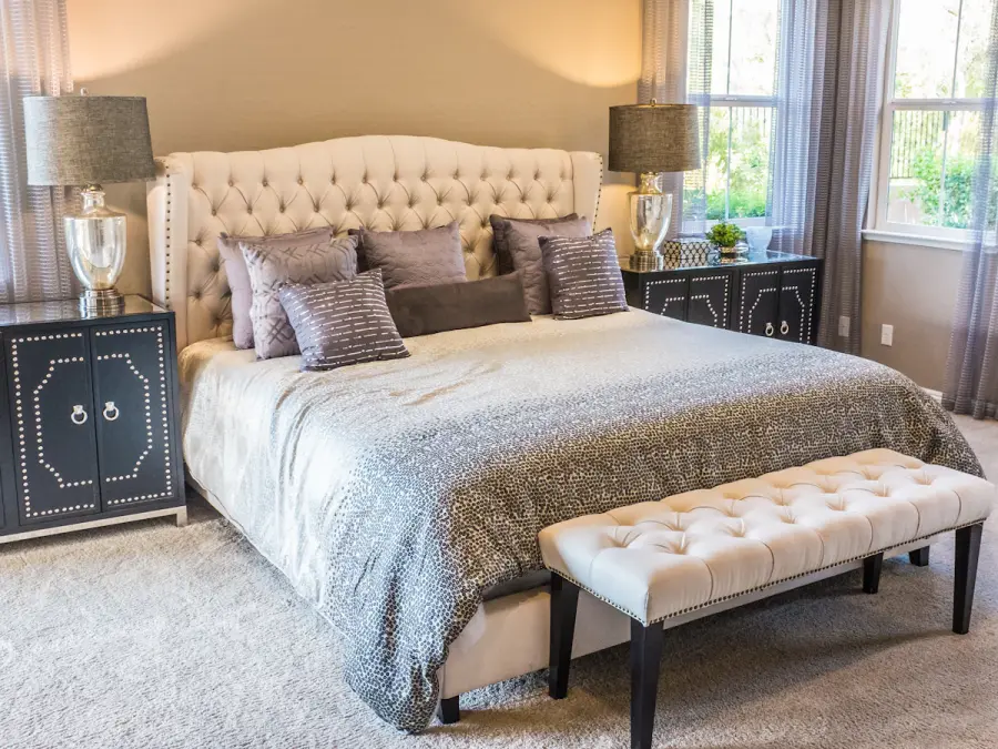 Bedroom with a neatly made bed